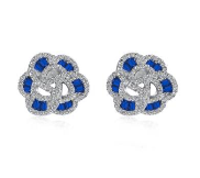 Sapphire Rose Stud Earrings