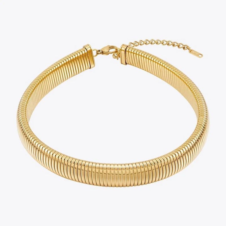 Dames Ribbed Choker Necklace