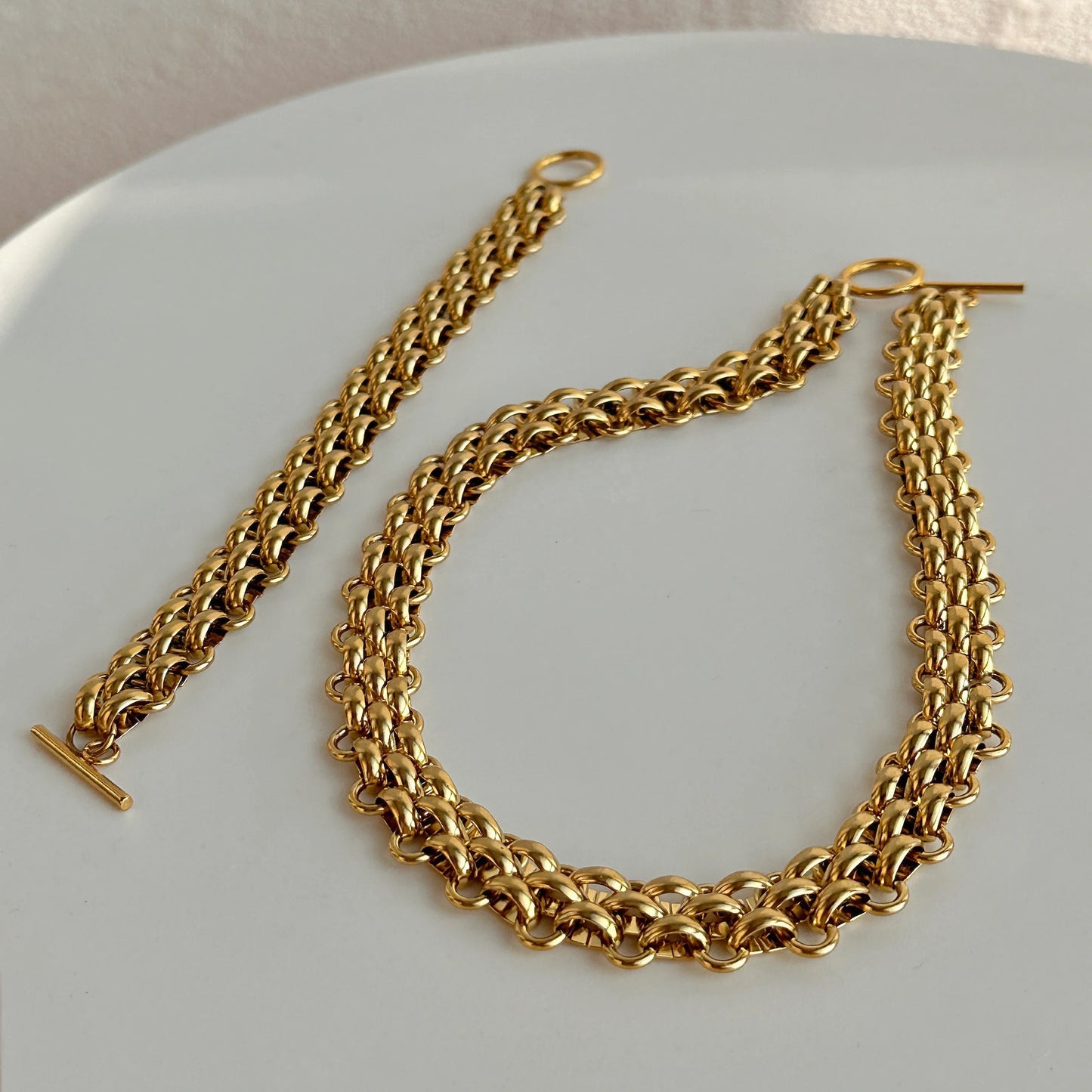 Vintage Gold Chunker Set (Choker + Bracelet)