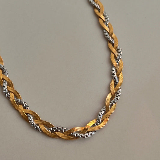 Gold Tether Braided Necklace